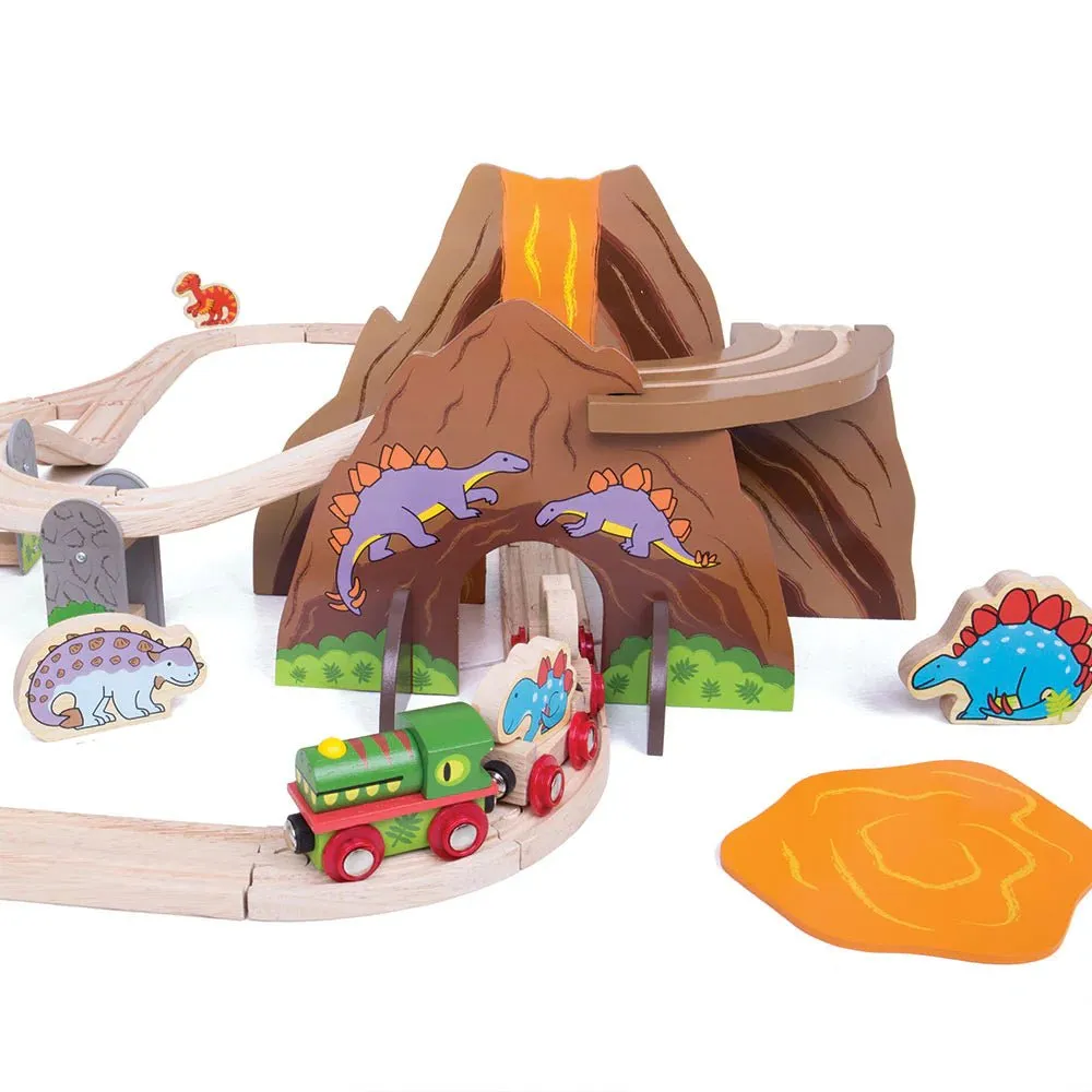 Wooden Dinosaur Railway Train Set