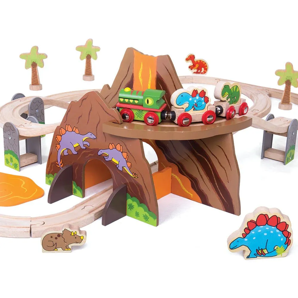 Wooden Dinosaur Railway Train Set