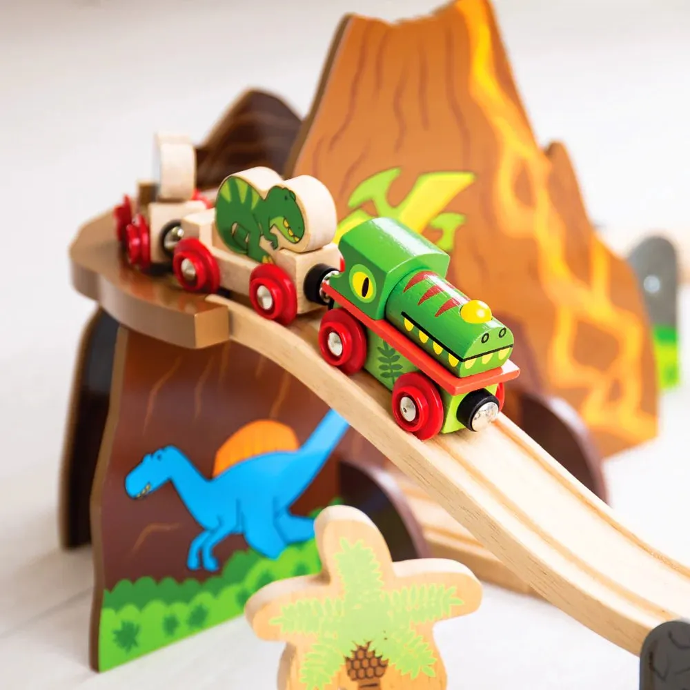 Wooden Dinosaur Railway Train Set