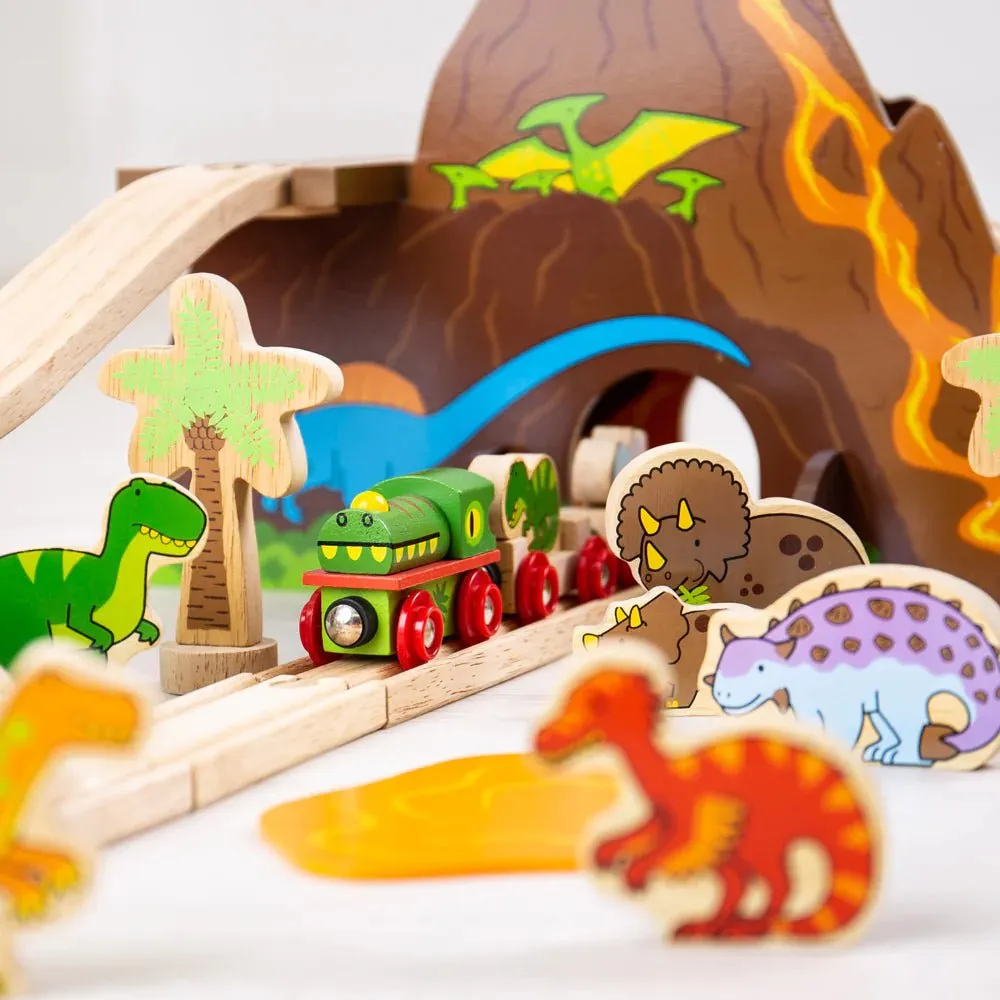 Wooden Dinosaur Railway Train Set