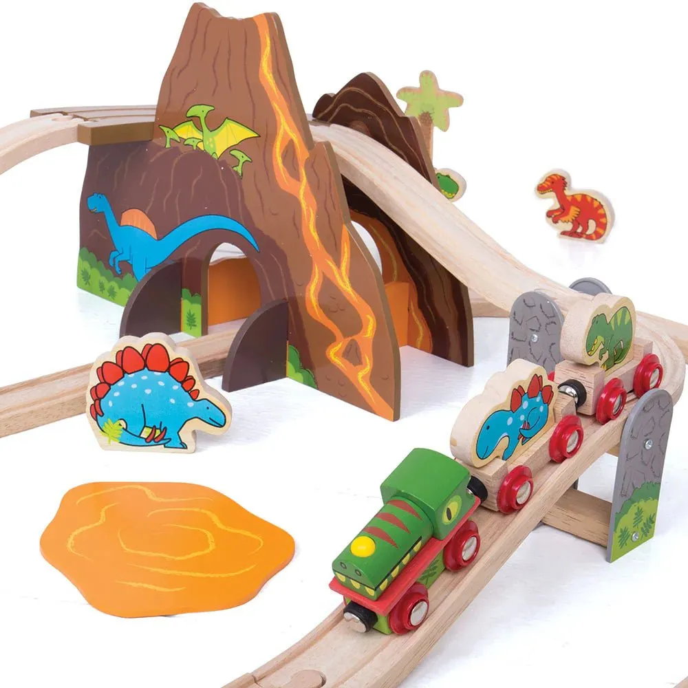 Wooden Dinosaur Railway Train Set