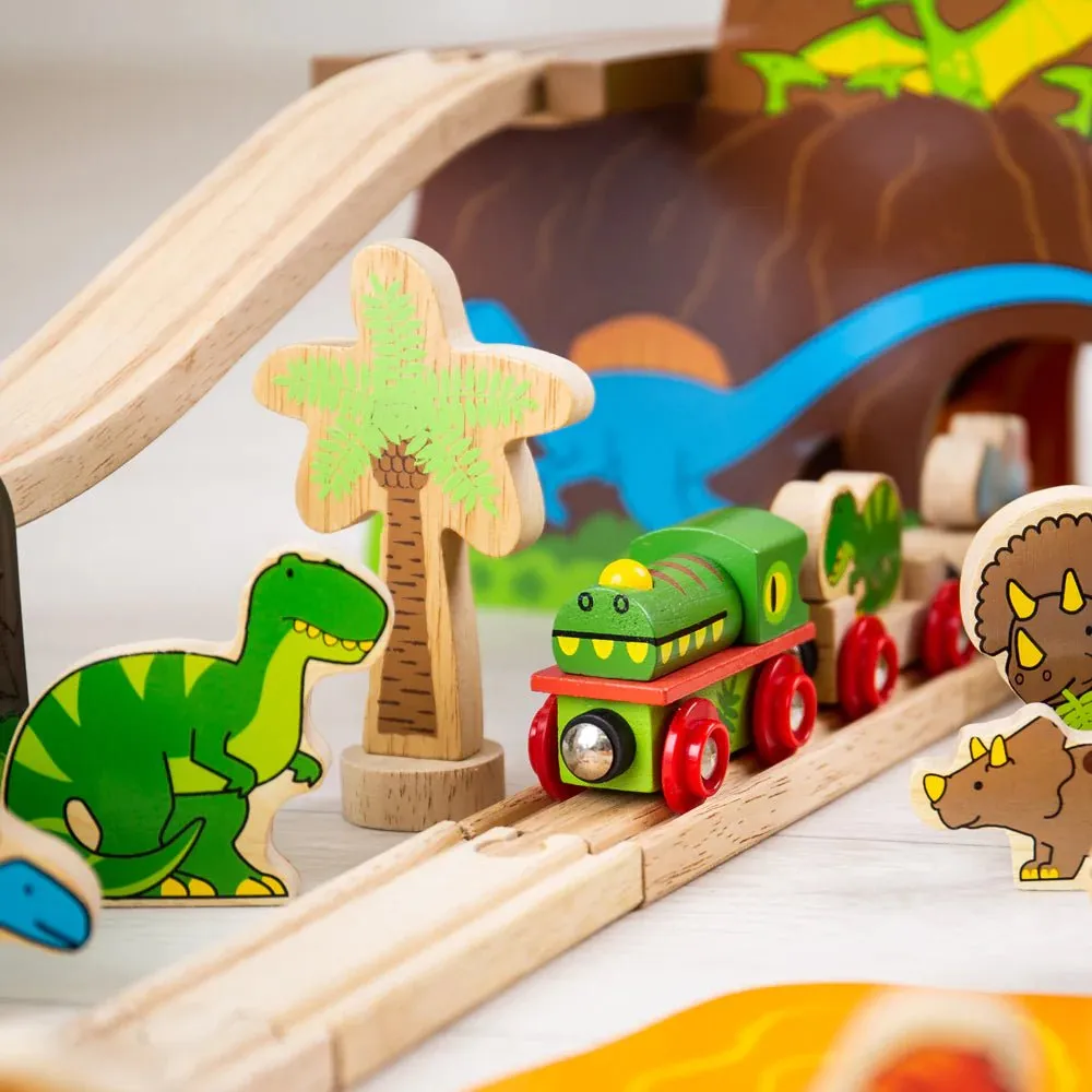 Wooden Dinosaur Railway Train Set