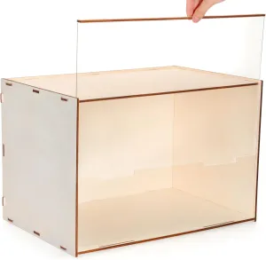 Wooden Diorama Box Deep Shadow Box Frame Large Display Box Display Case 17.7'' x 11.8” x 11.8'' with Transparent Front Suitable for Collectibles Dollhouse Figures Diorama