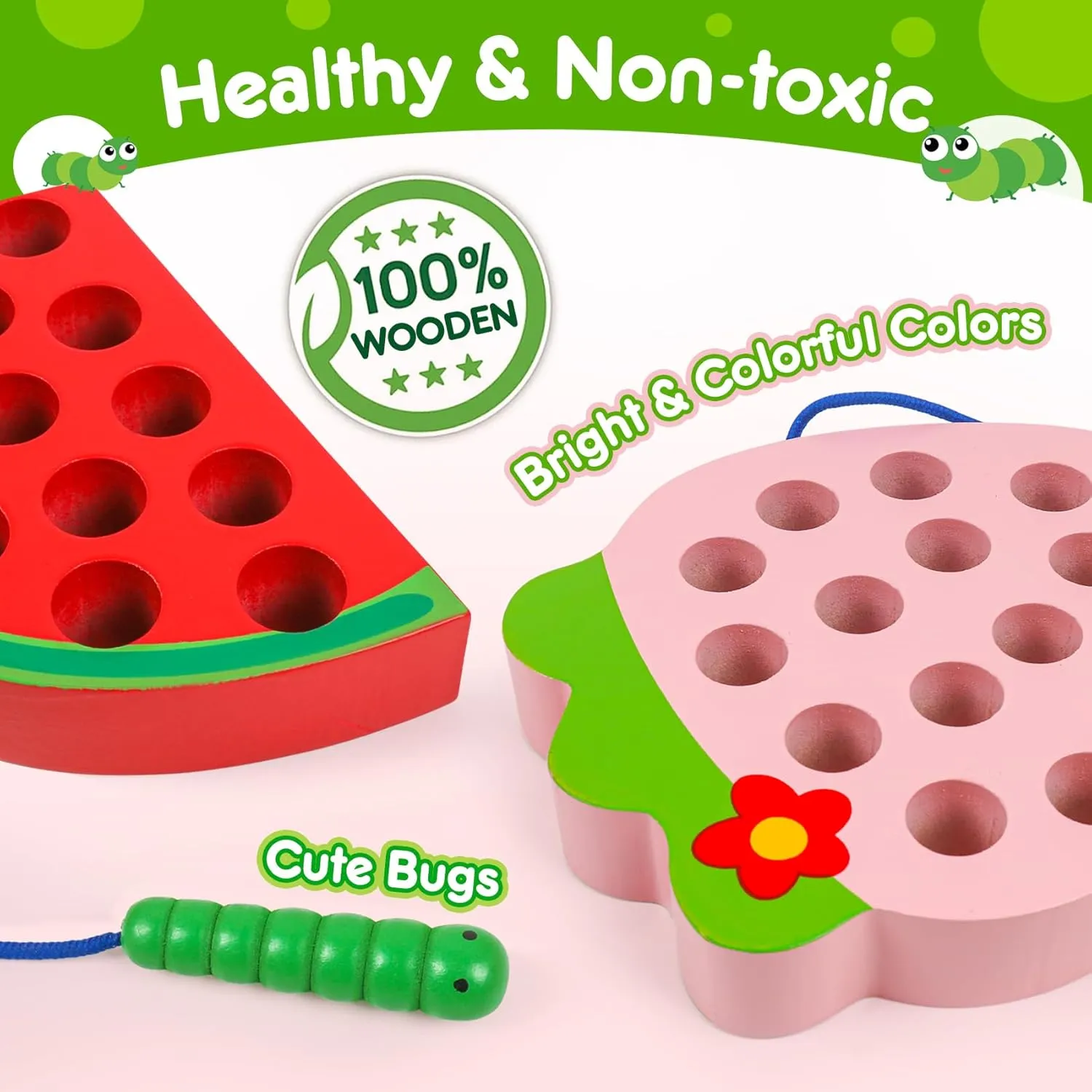 Wooden Lacing Toys for Toddlers 3-5, Plane Car Travel Montessori Educational Learning Threading Toys for Fine Motor Skills Birthday Easter Gift for Boys Girls (4pcs)