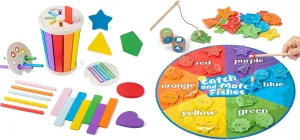 Wooden Learning Color Sorting Toys & Fine Motor Skill Wooden Magnetic Fishing Game