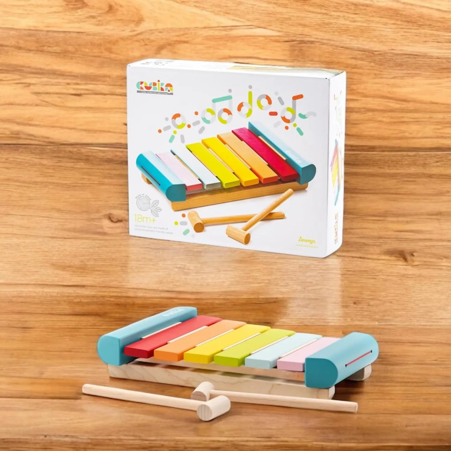 Wooden Toy Xylophone – Montessori Musical Toy for Toddlers Ages 18 Months  – Includes 2 Wooden Mallets – FSC-Certified Wood, German Water-Based Paint – Wooden Toys for Toddlers