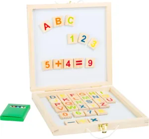 wooden toys 2 in 1 Magnet Board and Chalkboard Playcase Set with Magnetic Letters and Numbers Educational playset Designed for Children Ages 3 , Multi (11085)