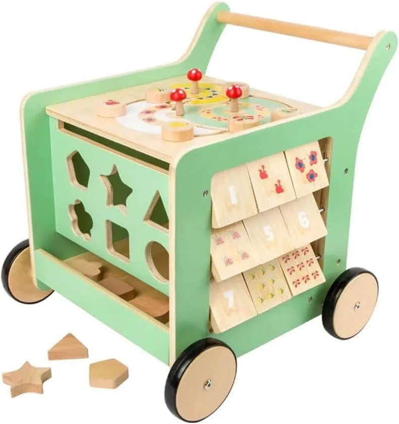 Wooden Toys Premium Pastel Wooden Baby Walker and playcenter Move it! Designed for Toddlers 12  Months, Multi (10947)