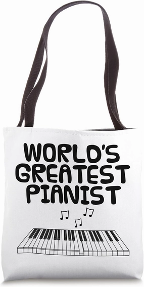 World's Greatest Pianist, Piano Player Music Teacher Funny Tote Bag