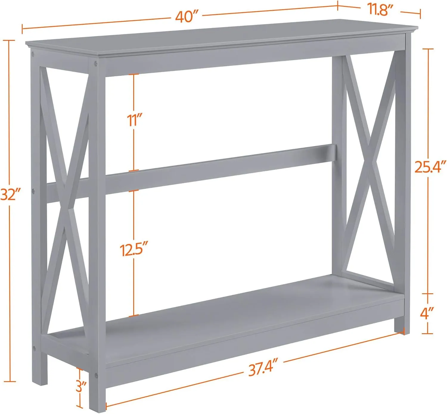 Yaheetech Console Table for Entryway, 2 Tier Narrow Sofa Table Bookshelf Accent Tables w/Storage Shelf, Living Room Entry Hall Foyer Tables Furniture, Grey