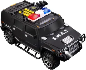 YARNOW Policing Car Toy Boys and Girls Coin Box Fingerprint Locks Creative Savings Pot Car Piggy Bank for Children's Room