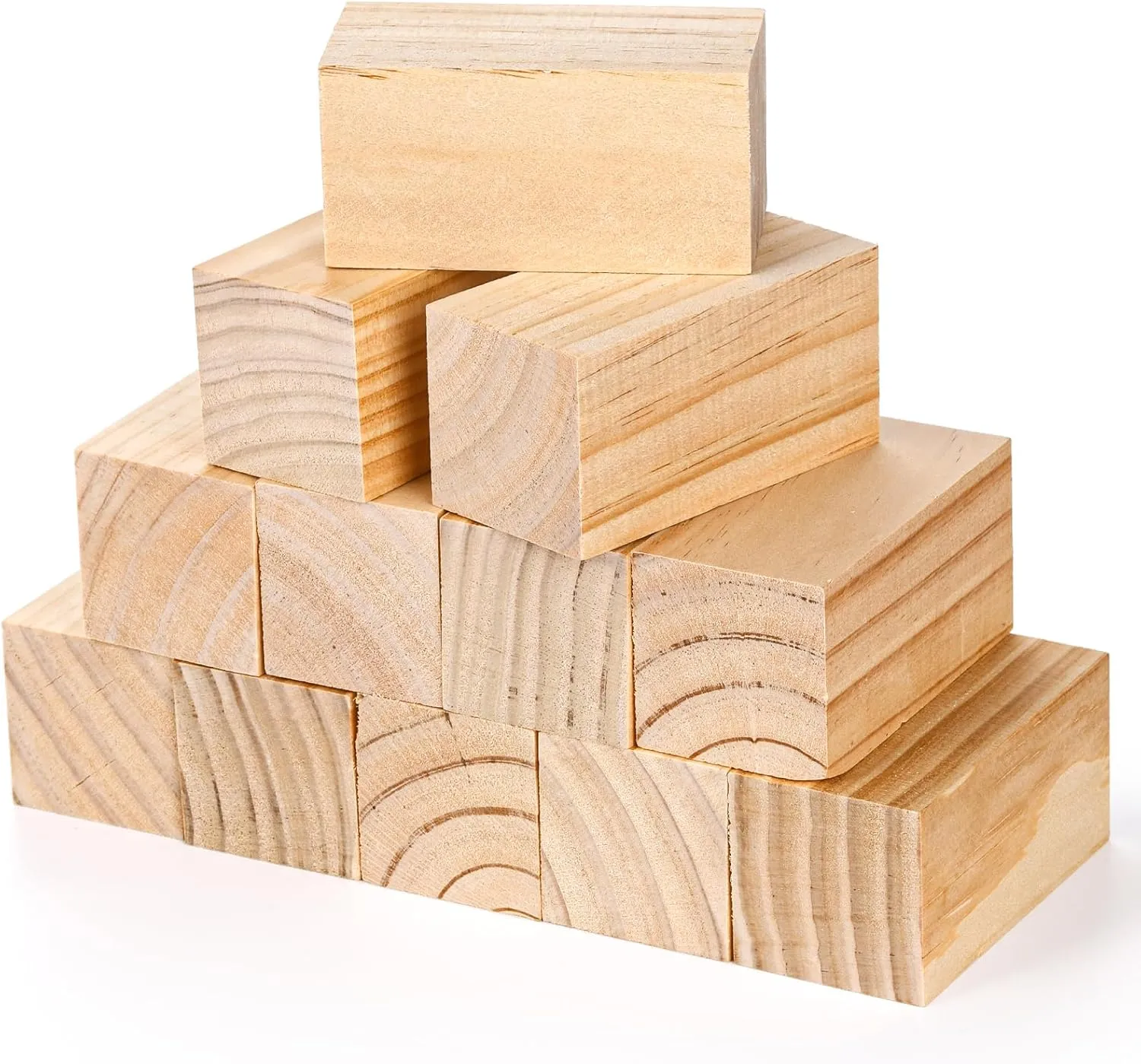 YOUEON 12 Pack Wood Blocks for Carving, 4 x 2 x 2 Inch Unfinished Wooden Blocks for Arts and Crafts, Pinewood Carving Blanks, Whittling Wood Cubes for Beginner or Expert Carvers, DIY Projects