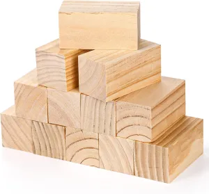 YOUEON 12 Pack Wood Blocks for Carving, 4 x 2 x 2 Inch Unfinished Wooden Blocks for Arts and Crafts, Pinewood Carving Blanks, Whittling Wood Cubes for Beginner or Expert Carvers, DIY Projects