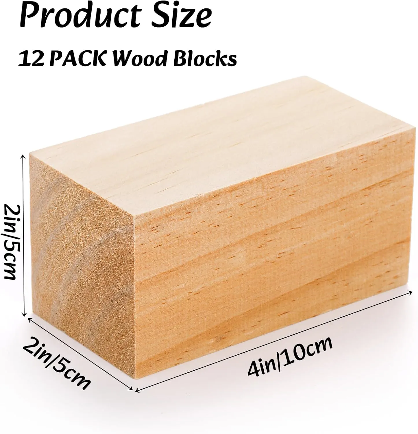 YOUEON 12 Pack Wood Blocks for Carving, 4 x 2 x 2 Inch Unfinished Wooden Blocks for Arts and Crafts, Pinewood Carving Blanks, Whittling Wood Cubes for Beginner or Expert Carvers, DIY Projects